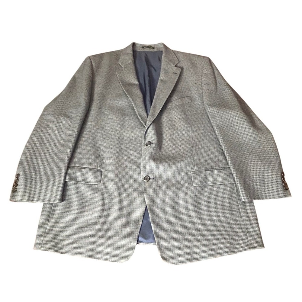 Vintage 90s Ralph Lauren Blazer 48R Silk Wool Houndstooth Union Canada Preppy